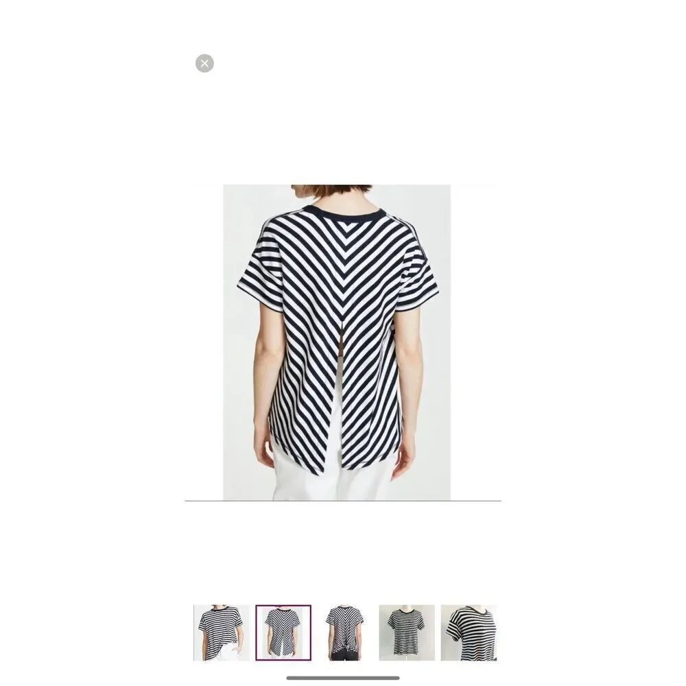 Rag & Bone Kat Split Back Tee in Navy and White Stripes Size S soft boxy modal